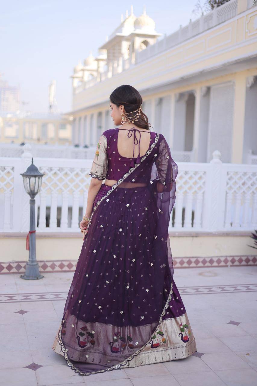 LW-7162 Dola silk Purple Traditional lehenga choli wholesalers